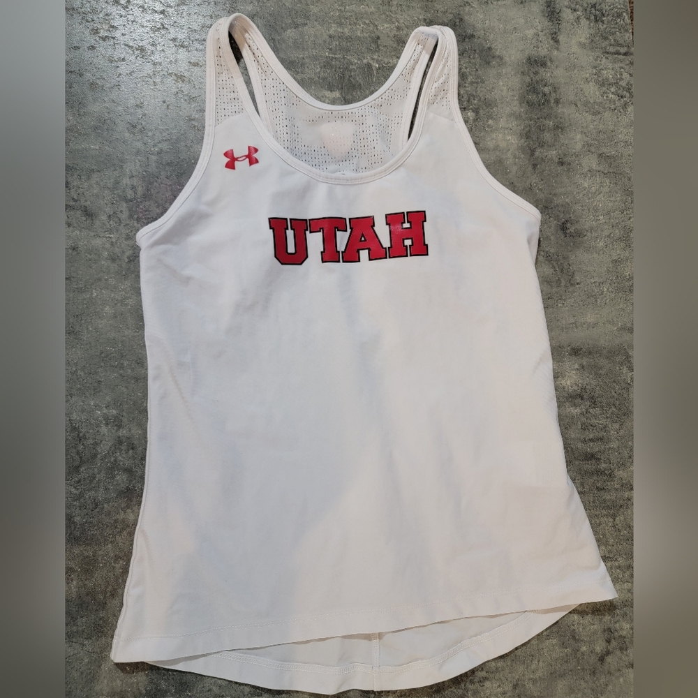 Under Armour Women's White and Red Utah Tank Top